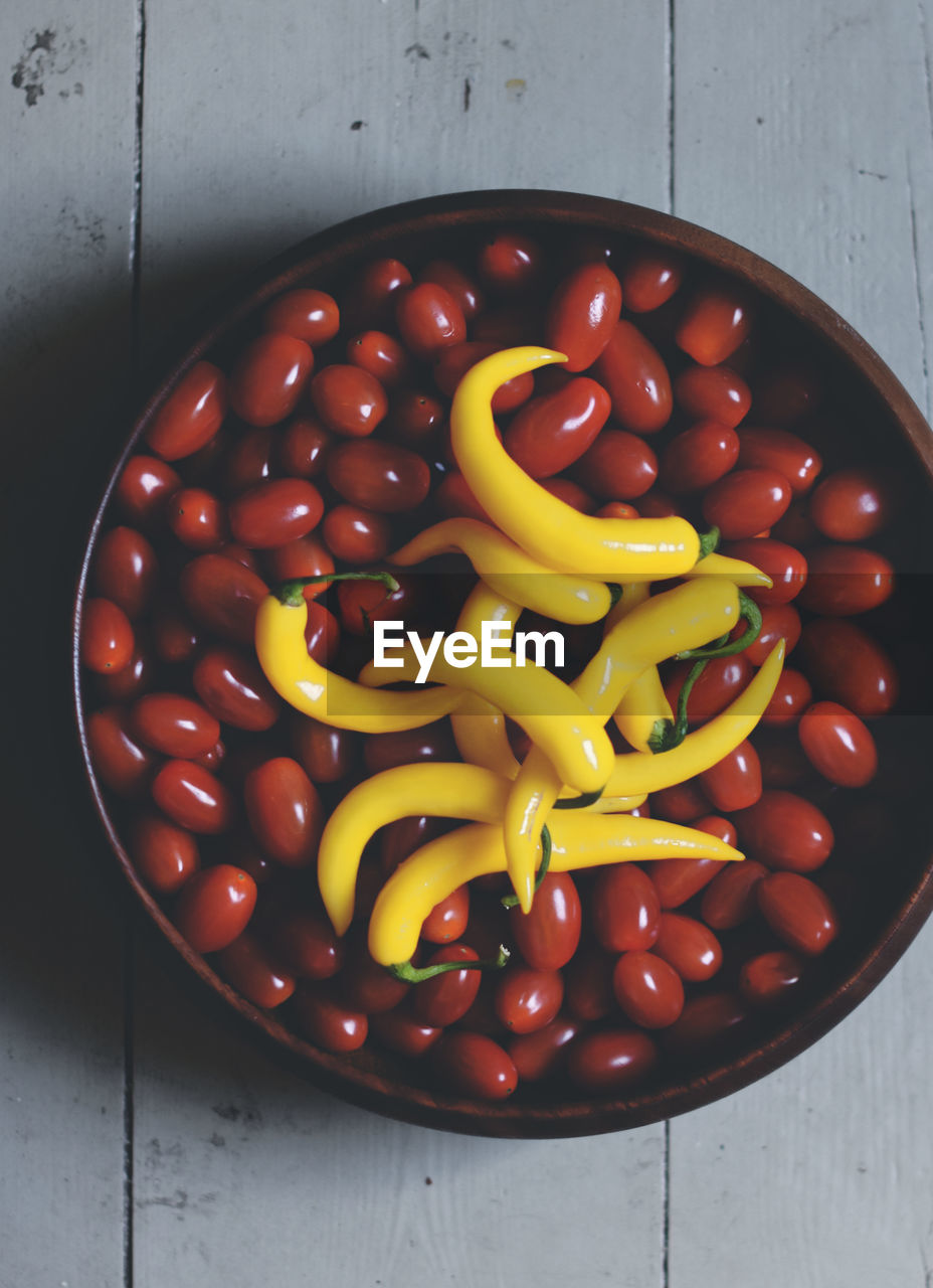 HIGH ANGLE VIEW OF RED VEGETABLES