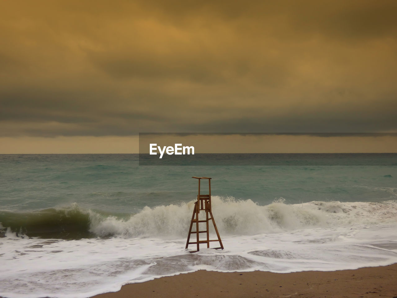 Scenic view of seascape against dramatic sky