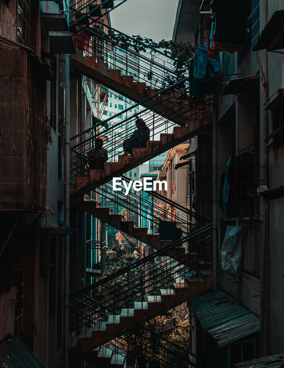 Low angle view of staircase in old building