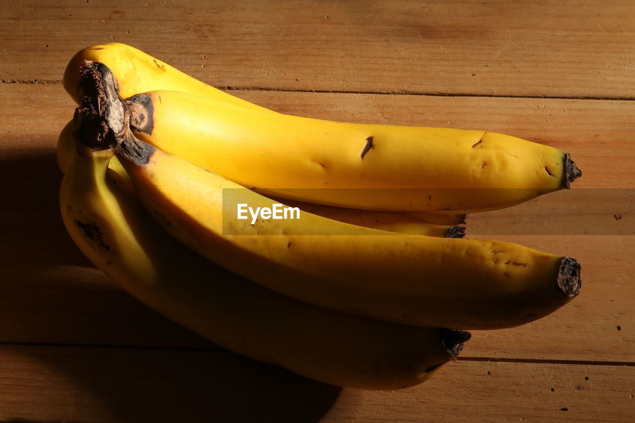 High angle view of bananas on table