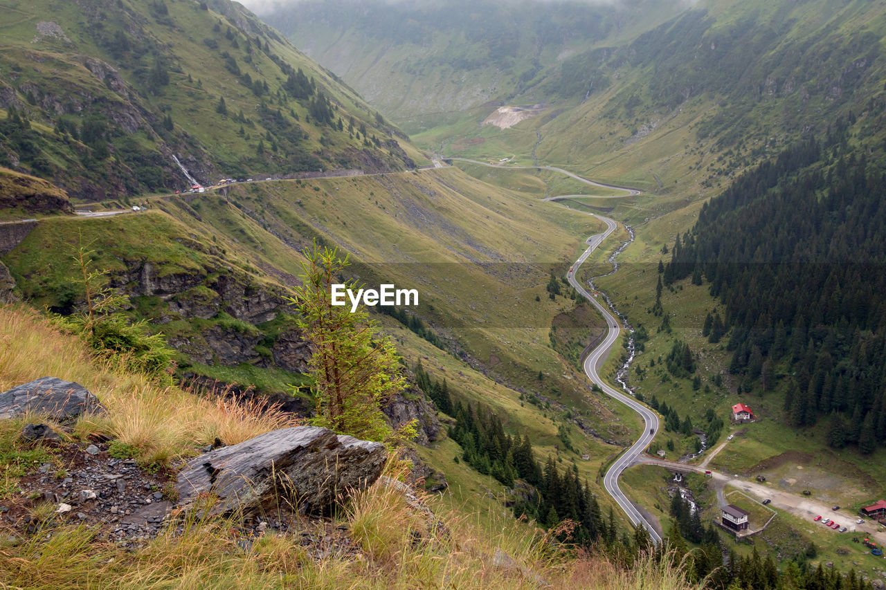 High angle view of road on mountain