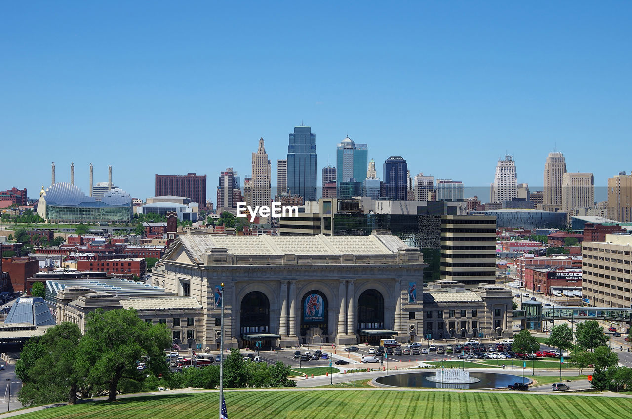 City view of union station and kansas city, missouri