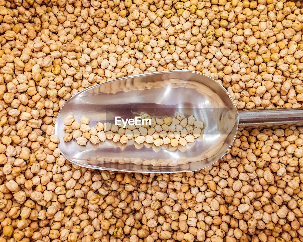 High angle view of chickpeas in container