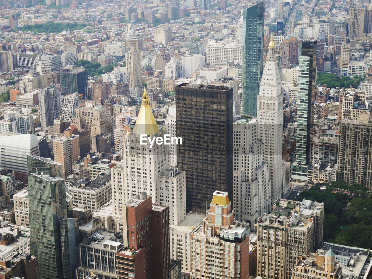 High angle view of buildings in city