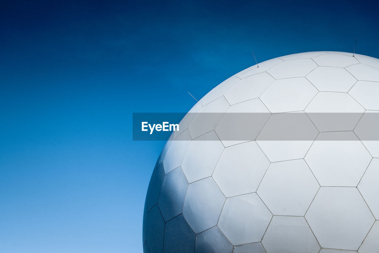 blue, soccer, ball, sphere, sky, nature, no people, soccer ball, clear sky, sports, world, circle, outdoors, team sport