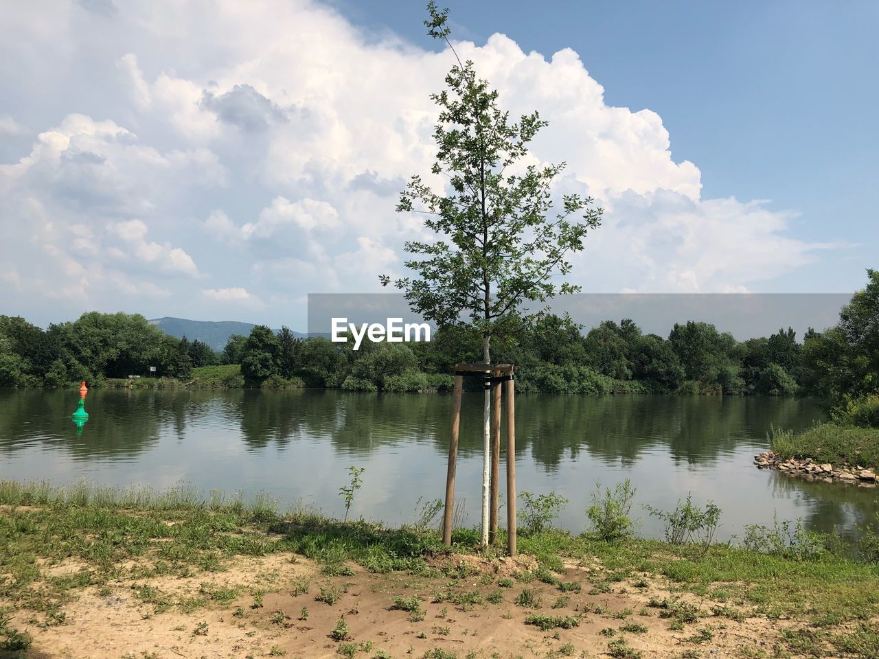 Scenic view of lake against sky