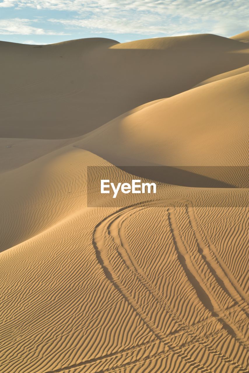 Sand dune in desert against sky