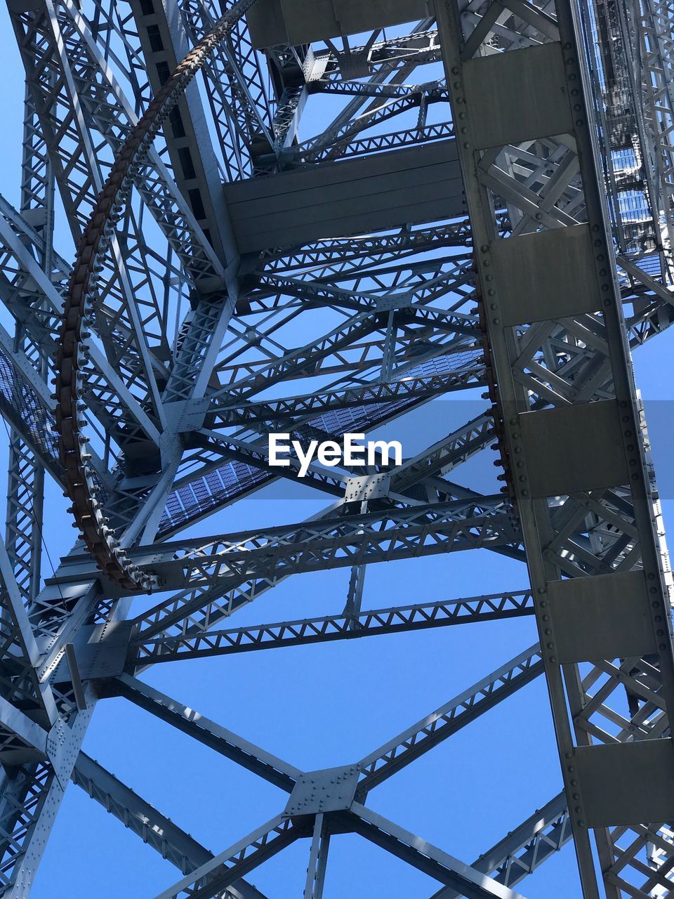 LOW ANGLE VIEW OF METAL BRIDGE AGAINST SKY