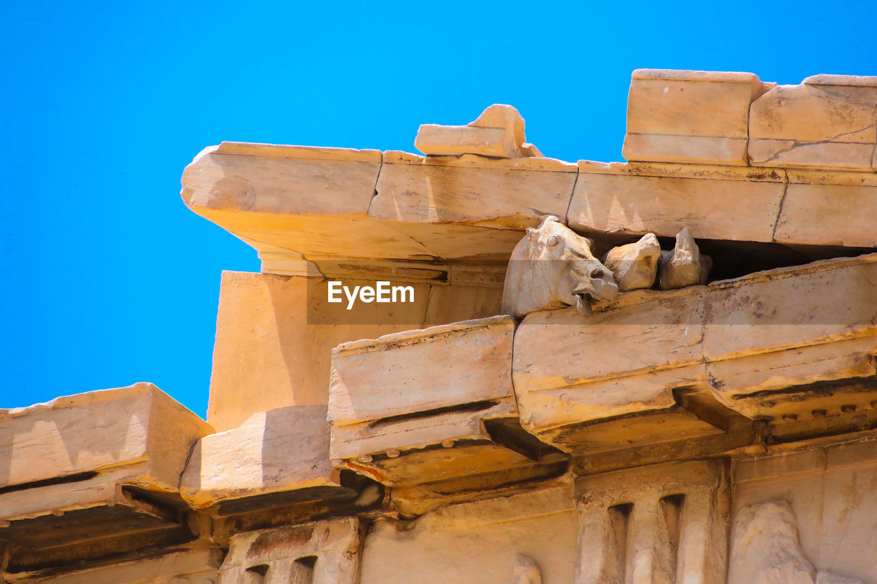 Horse head sculpture in parthenon, athens, greece.