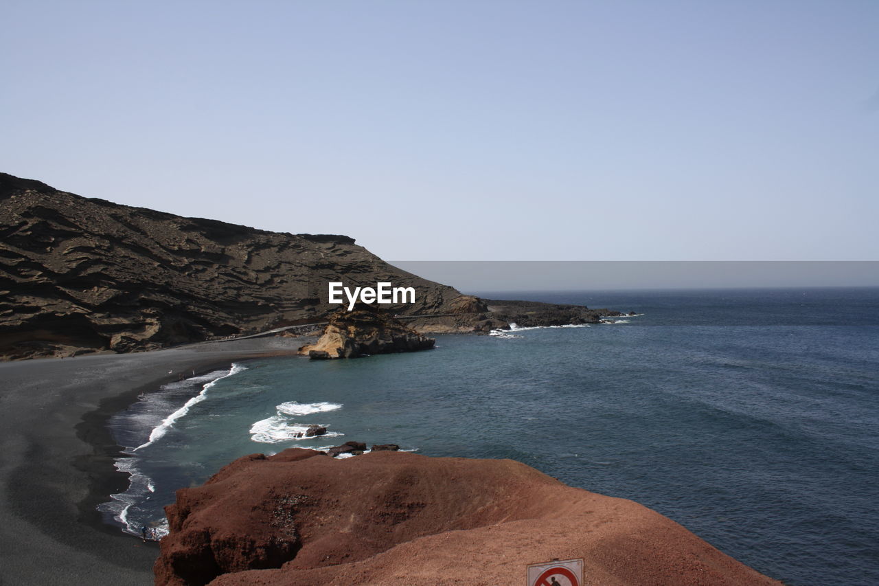 Scenic view of sea against clear sky