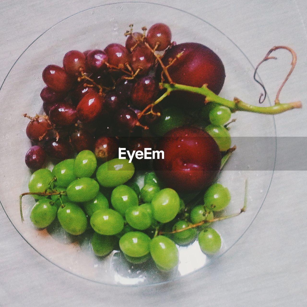 High angle view of fruits on plate
