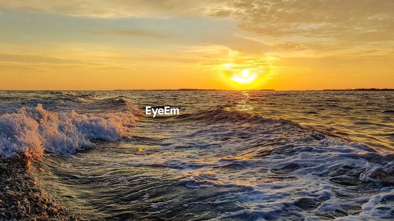 SCENIC VIEW OF BEACH DURING SUNSET