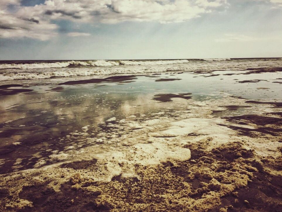 VIEW OF SEA AGAINST CLOUDY SKY