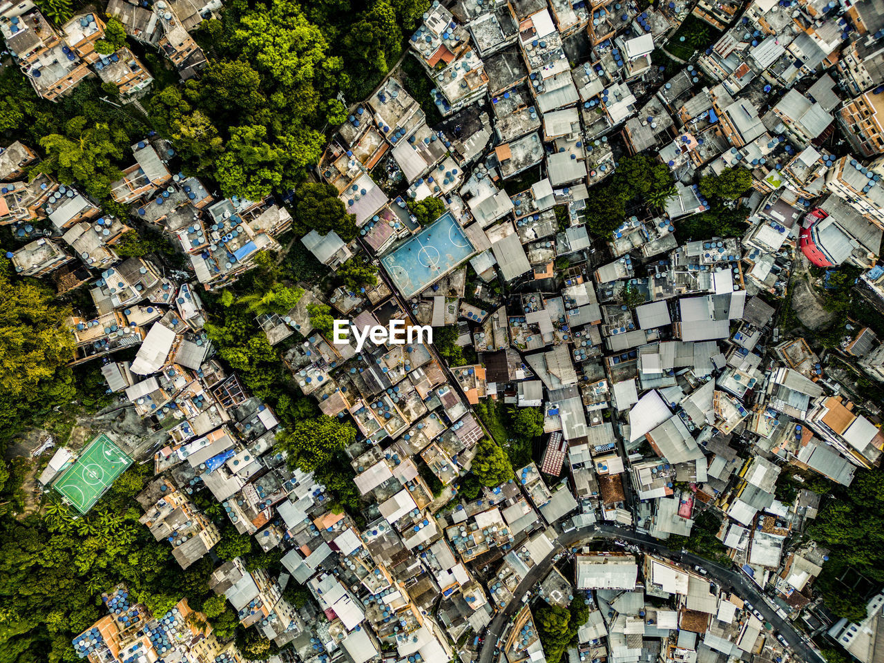 high angle view of city street