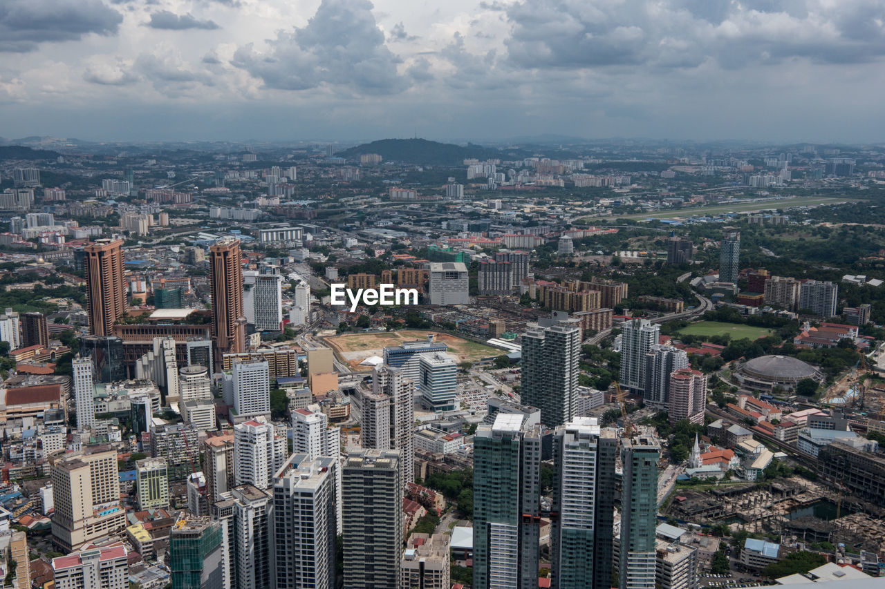 High angle view of cityscape seen from menara kuala lumpur tower