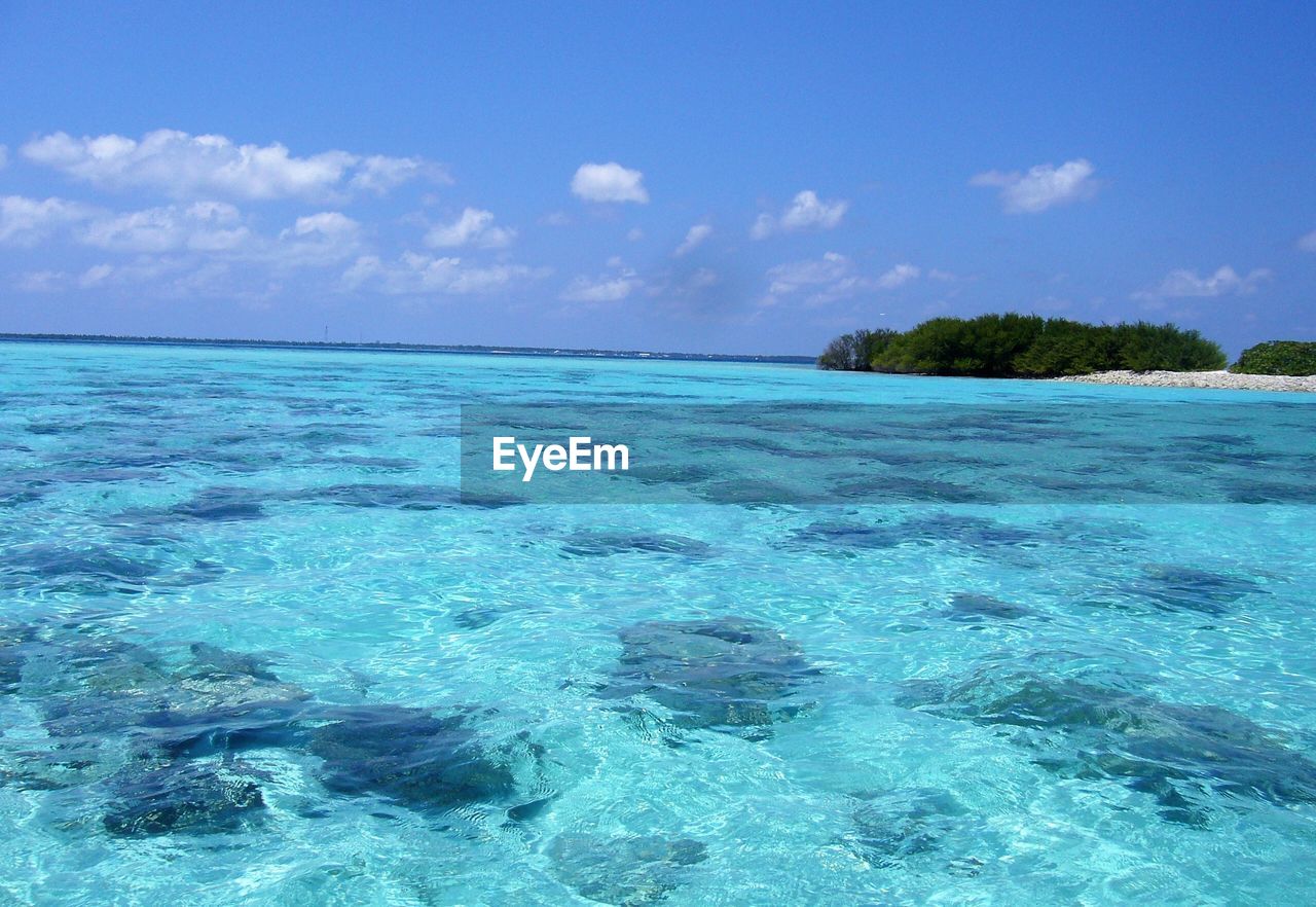 VIEW OF SEA AGAINST BLUE SKY