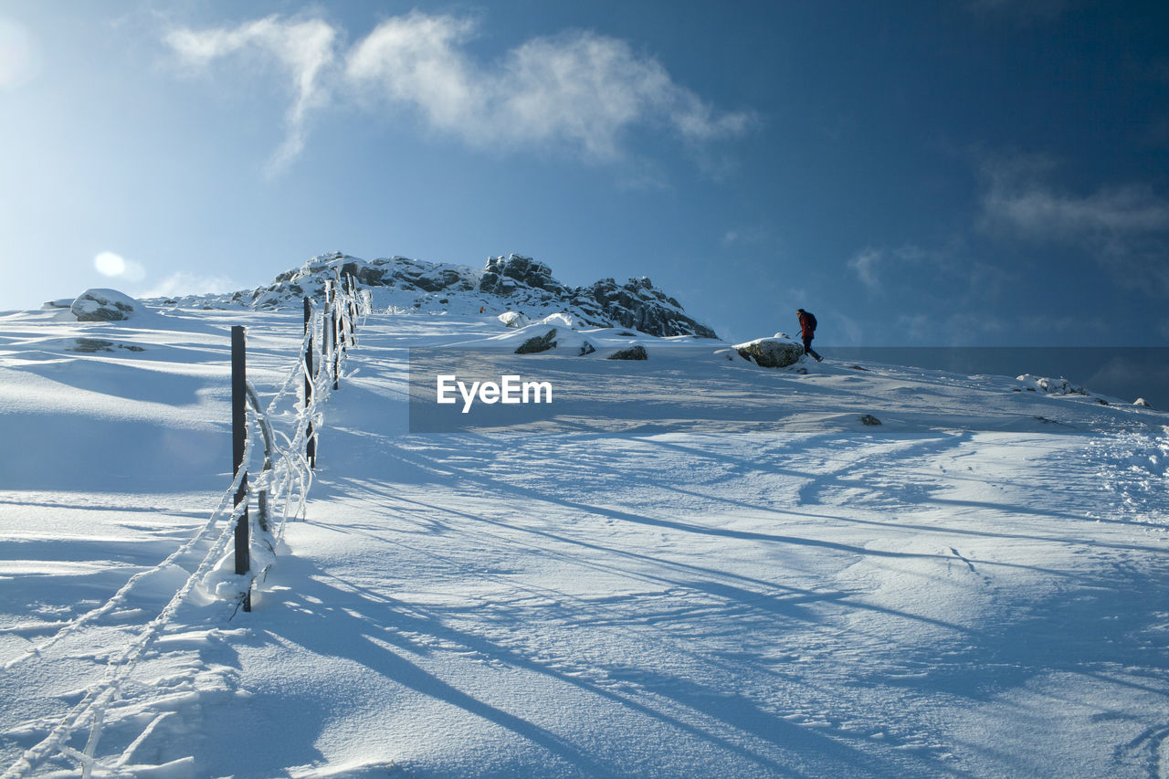 VIEW OF SNOW COVERED LANDSCAPE AGAINST SKY