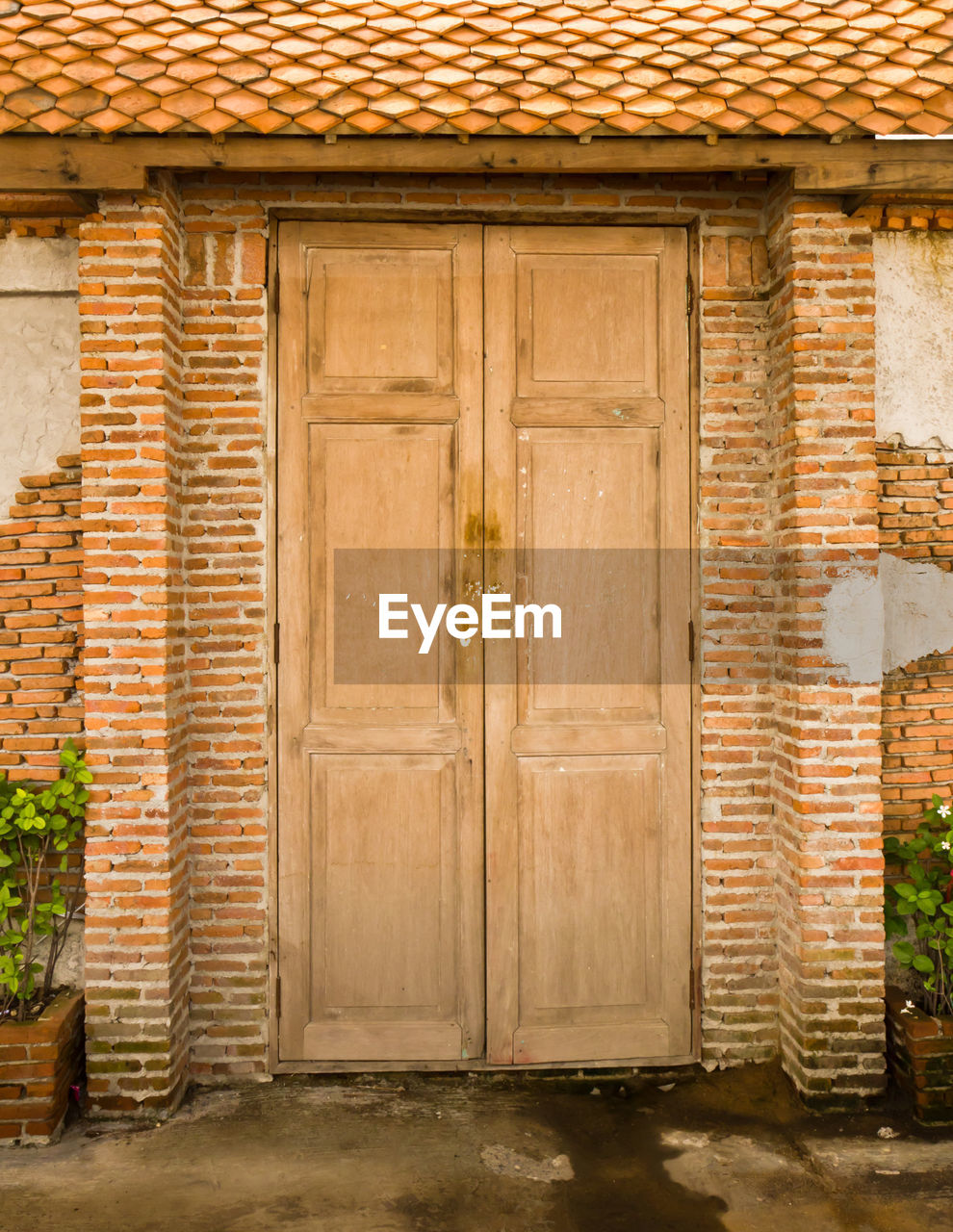 Closed door of building