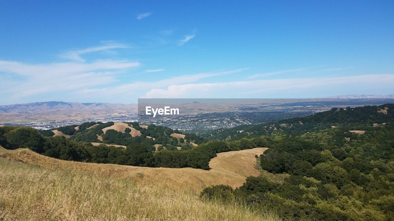 SCENIC VIEW OF LANDSCAPE AND MOUNTAINS AGAINST SKY