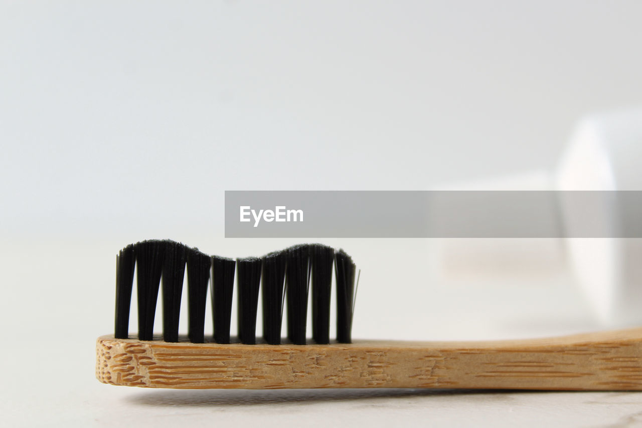 Close-up of toothbrush against white background