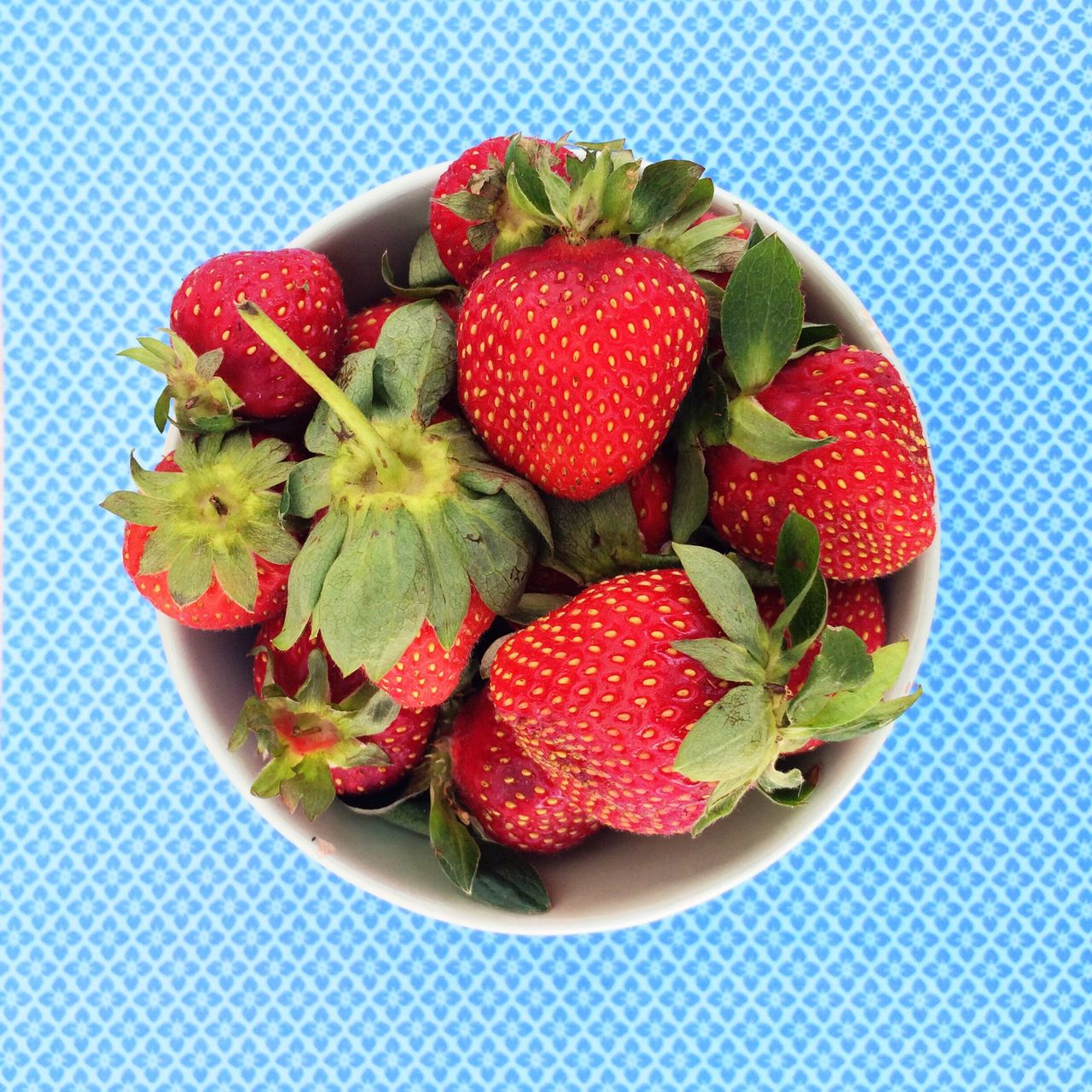 Close-up high angle view of strawberries