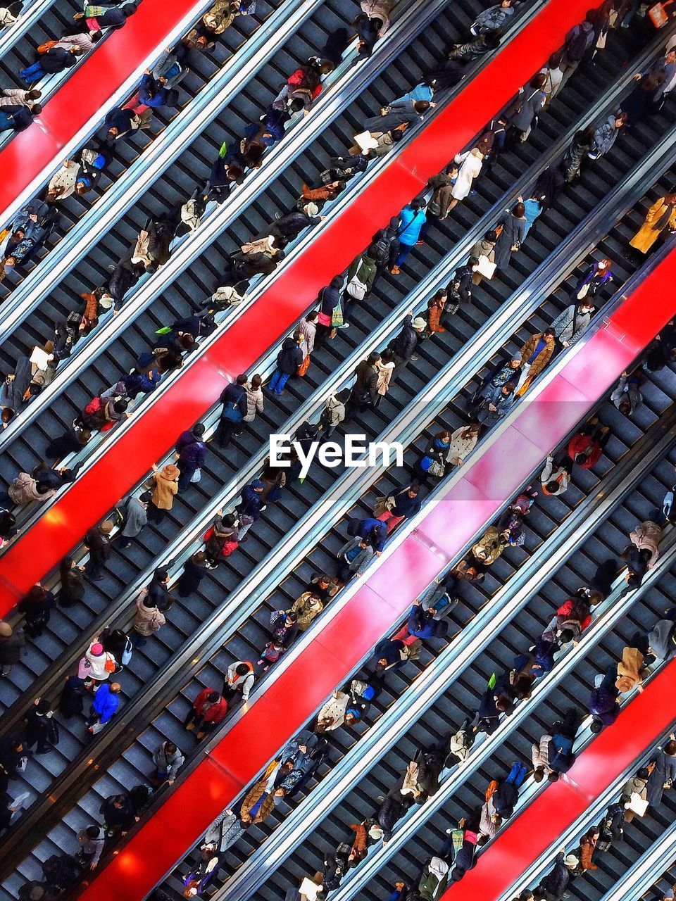 Full frame shot of people on escalators minatomirai station