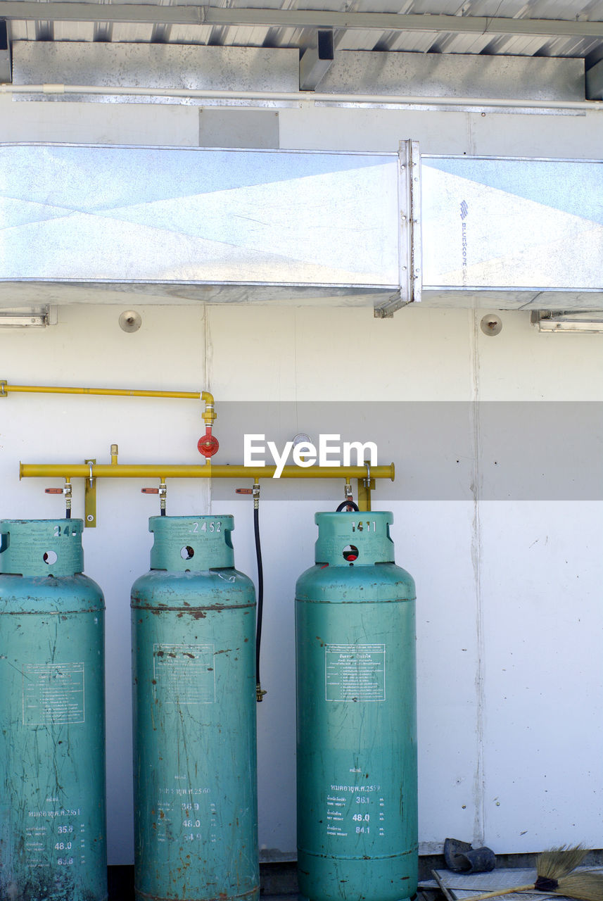 Cooking gas tanks connected with pipe outdoor for restaurant safety