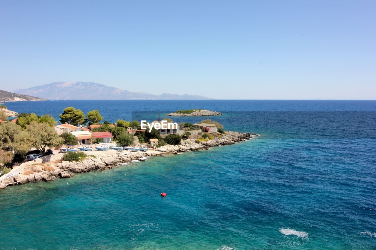 Scenic view of sea against clear sky