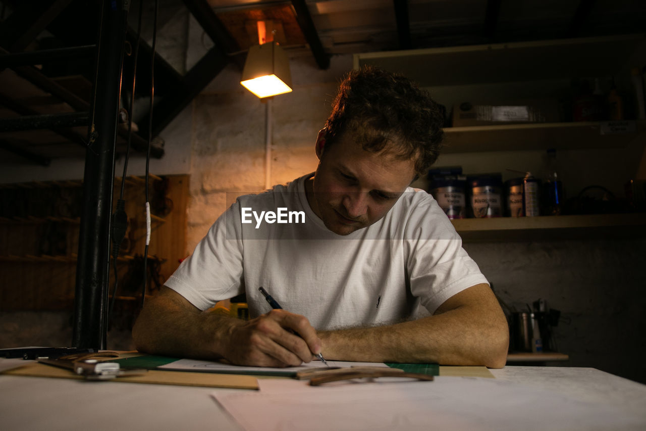 Man working on table