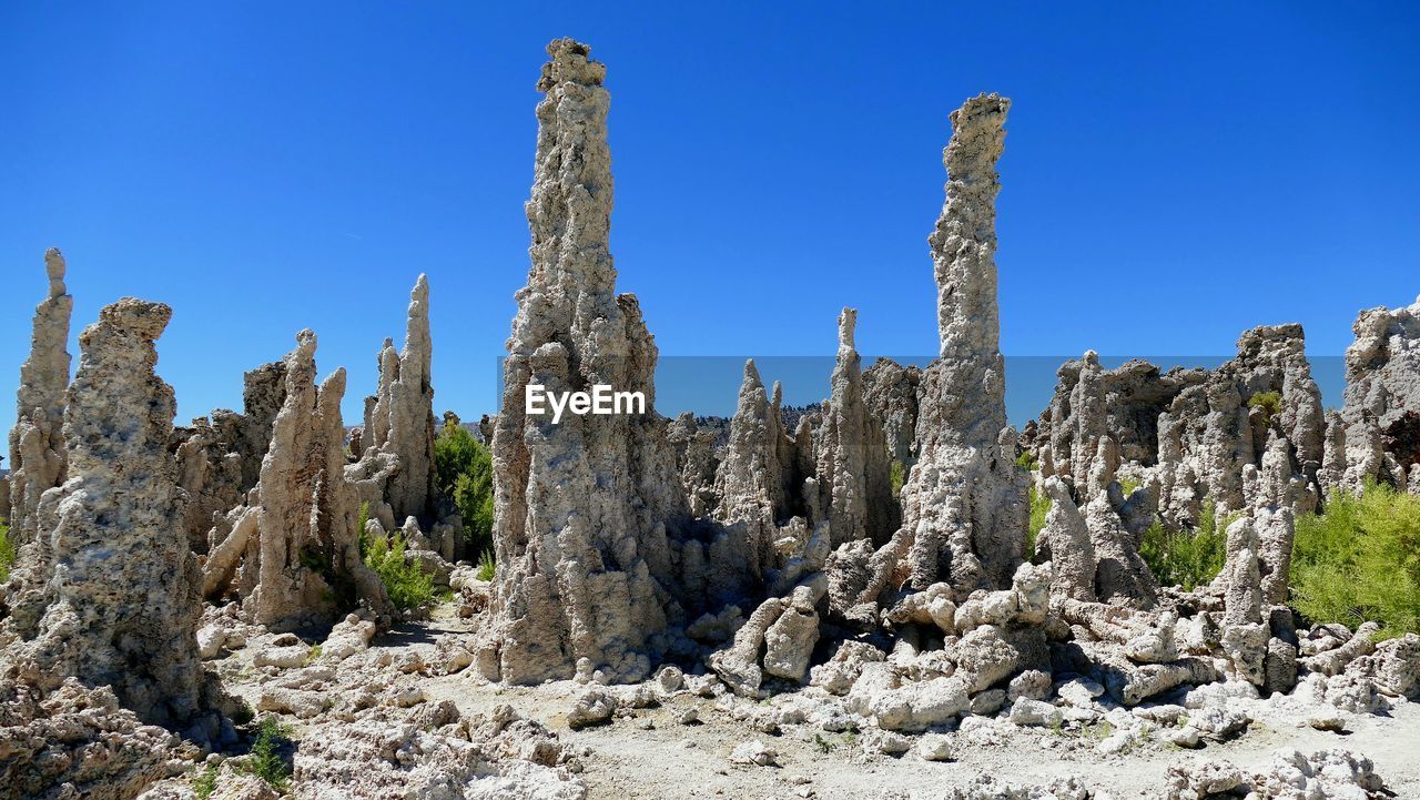 Scenic view of landscape against clear blue sky