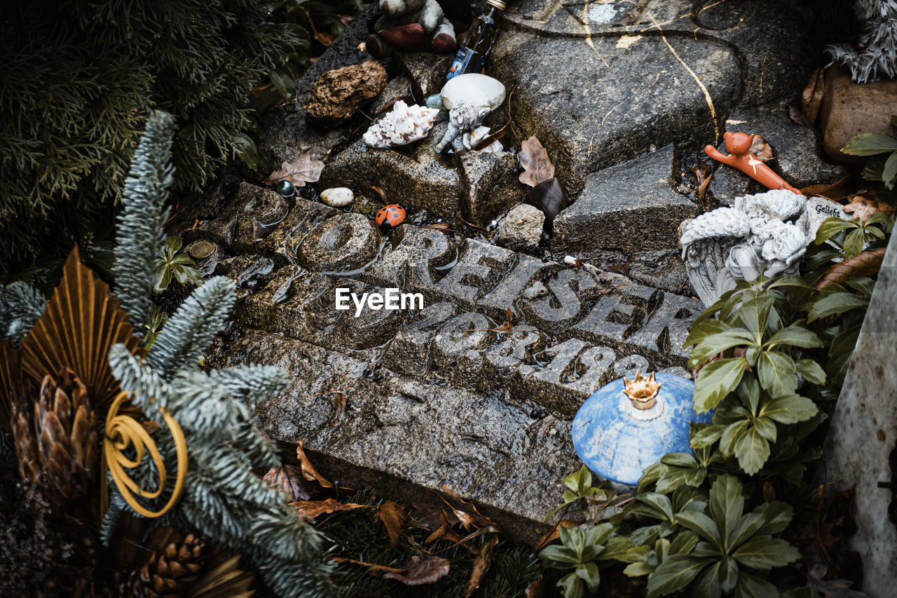 HIGH ANGLE VIEW OF TEXT ON ROCK AT PARK