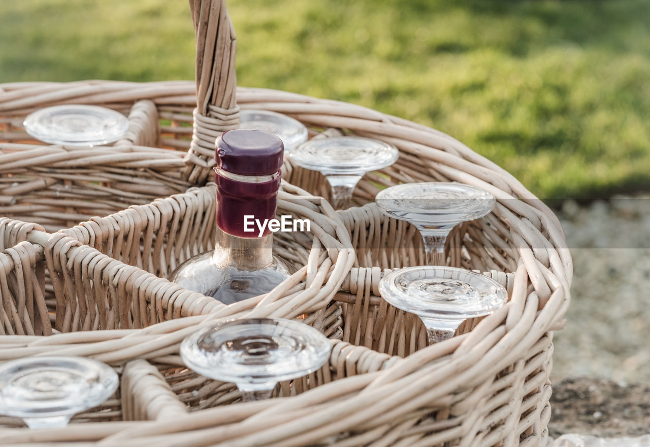 Close-up of wicker basket 