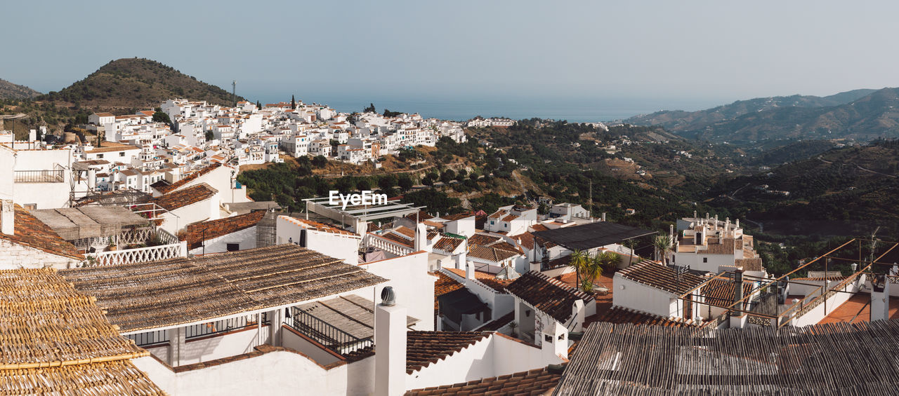 High angle view of townscape against sky