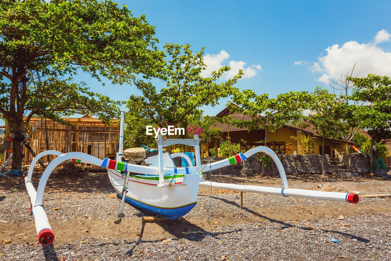 Traditional balinese boats in amed, bali, indonesia