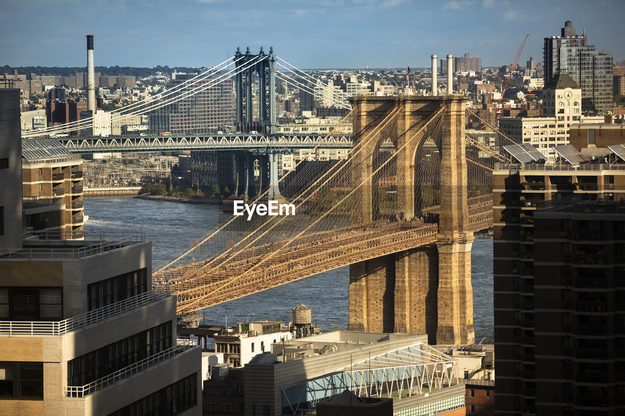 BRIDGE OVER RIVER AGAINST BUILDINGS