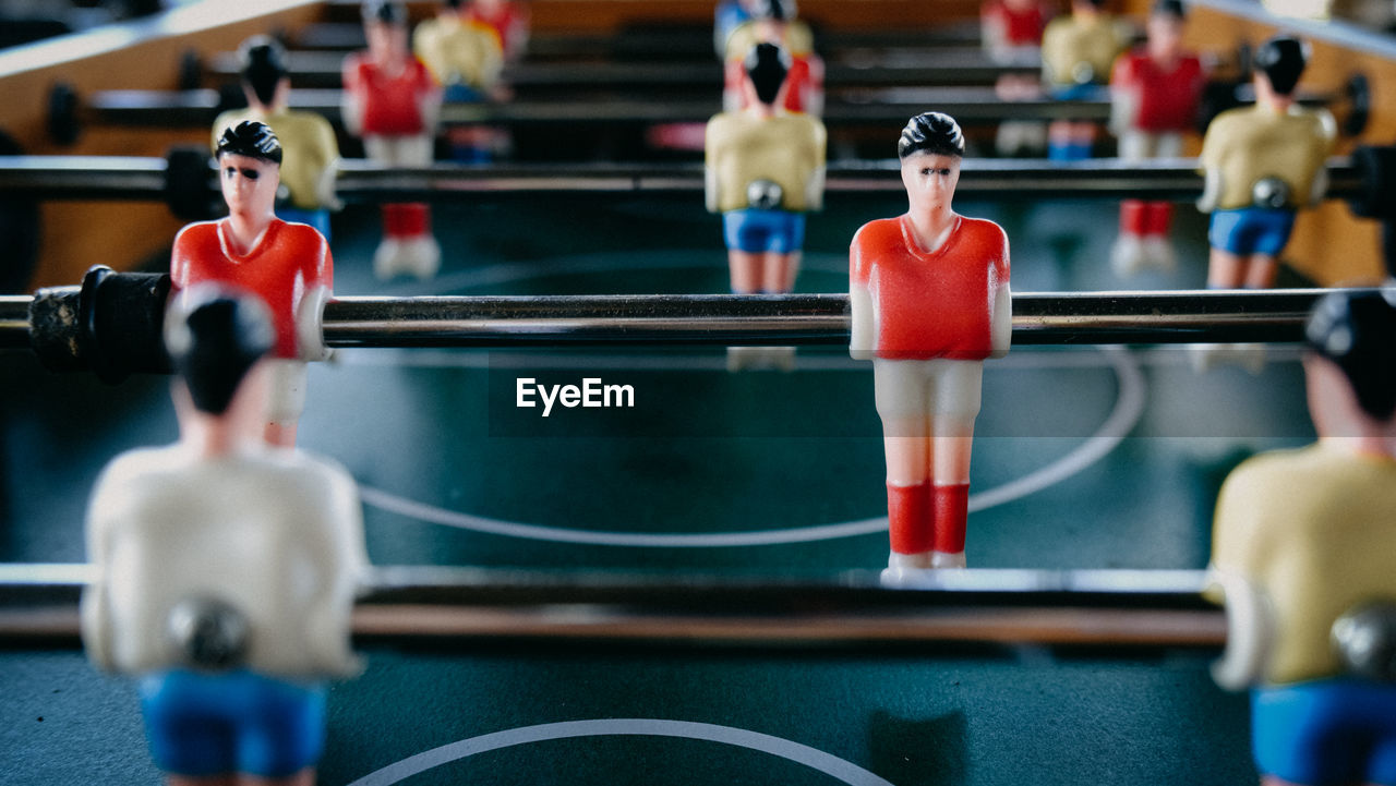 Close up shot for table football game