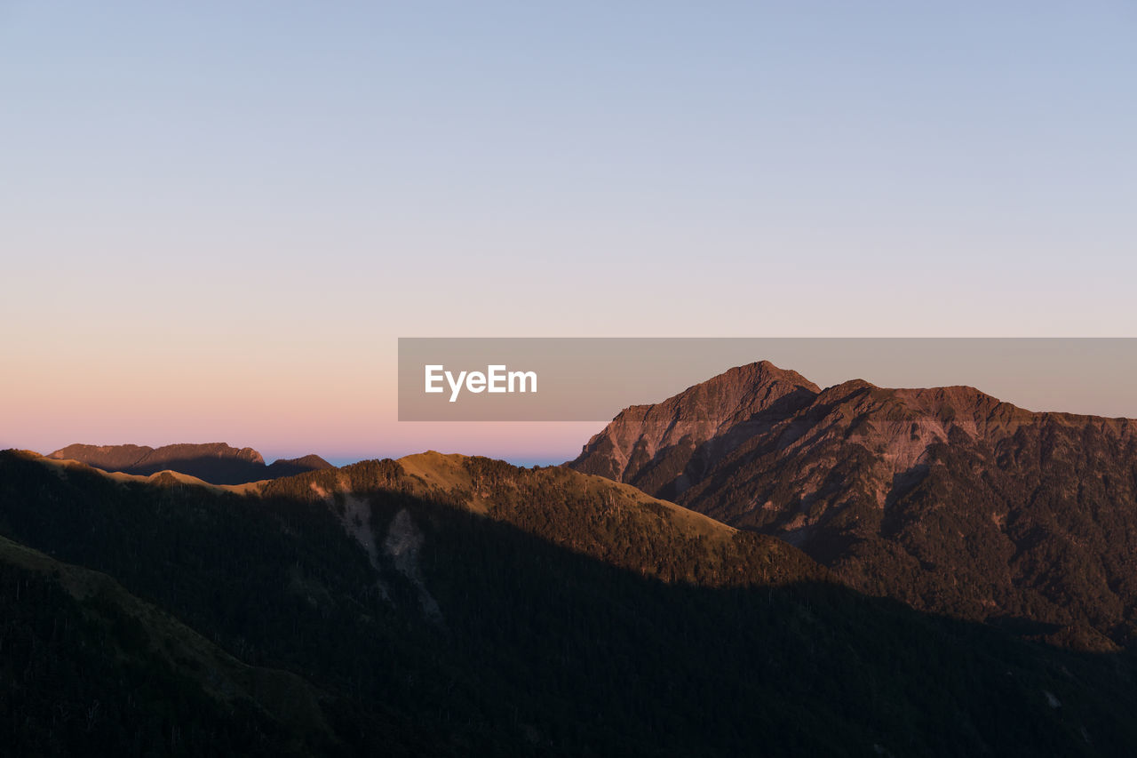 SCENIC VIEW OF MOUNTAINS AGAINST CLEAR SKY