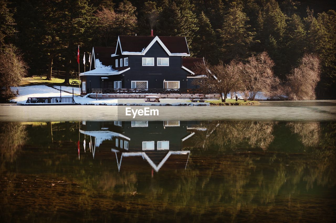 REFLECTION OF HOUSES IN WATER