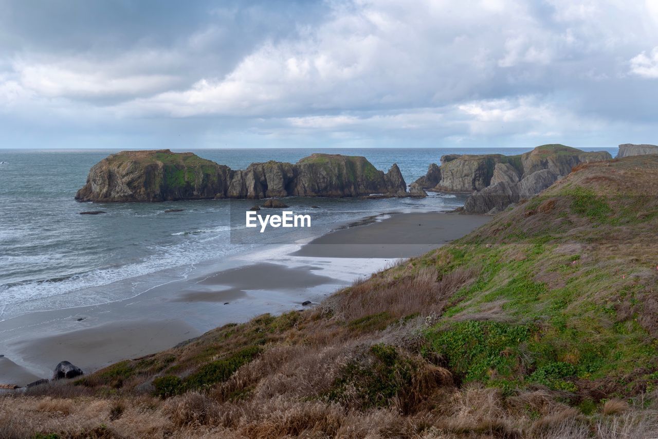 Scenic view of beach against sky