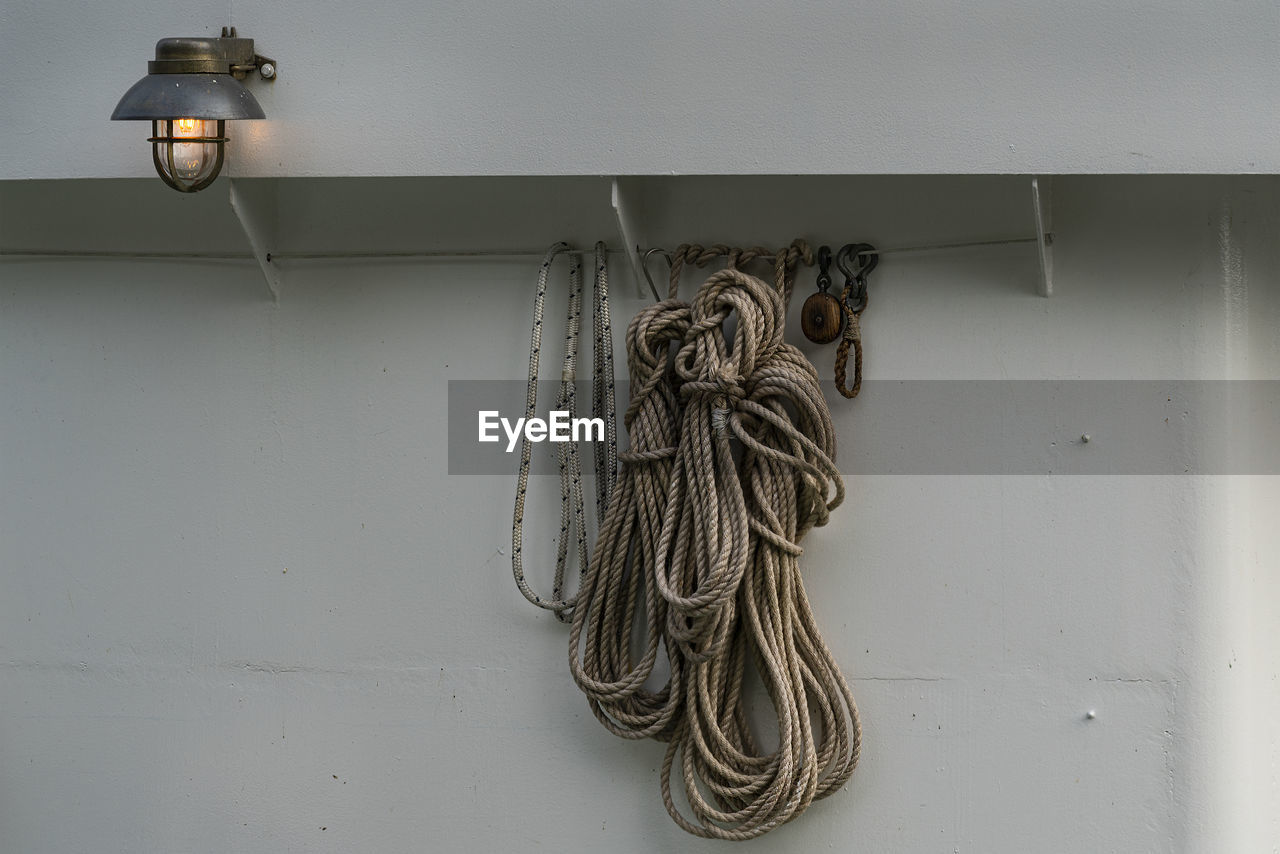 The ropes hung in a boat