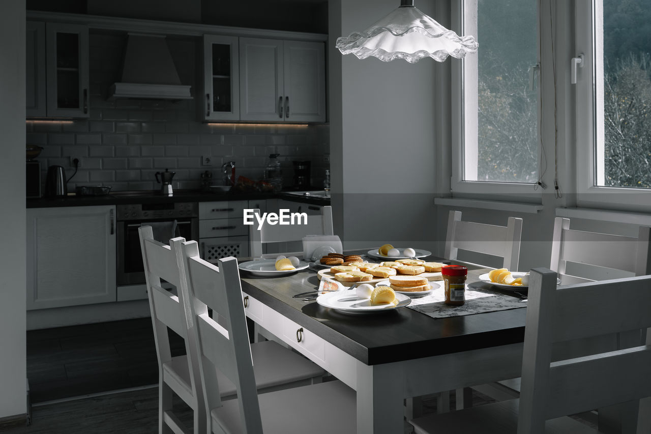 View of food on table at home