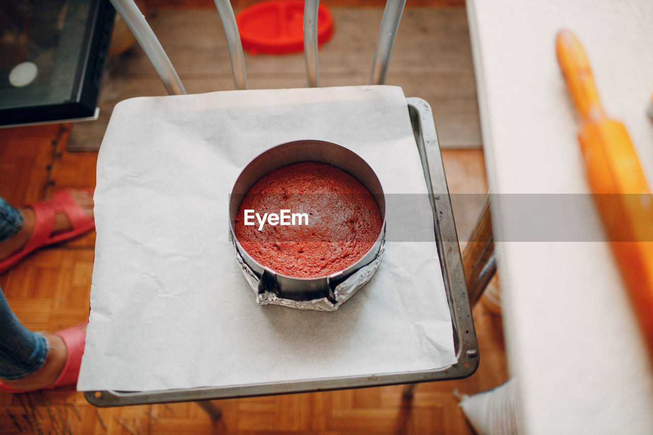 high angle view of coffee and drink on table