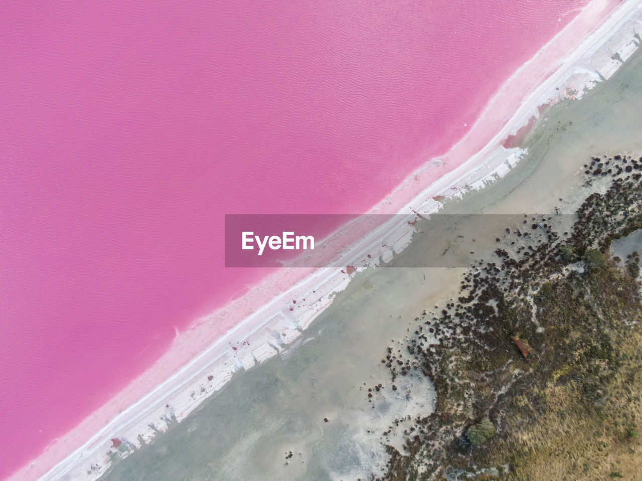 Drone view of loch iel, also called pink lake, near dimboola in victoria, australia. 