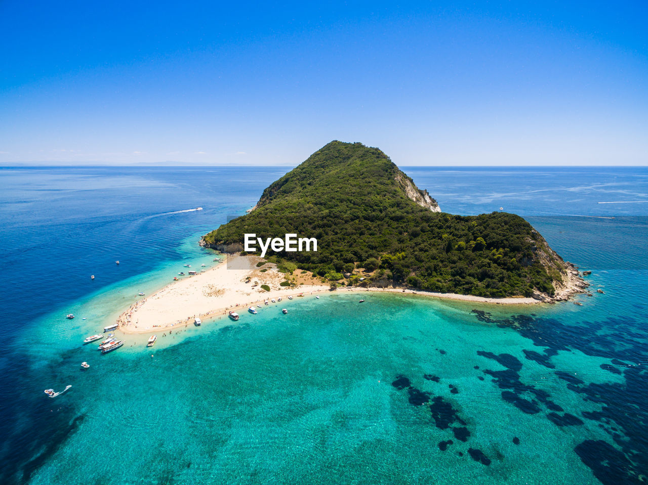 Aerial view of harbor at sea