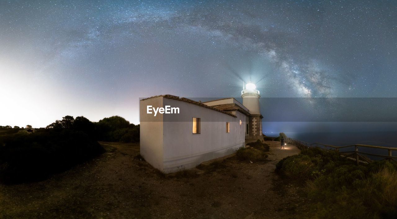 Scenic view of sea against sky at night