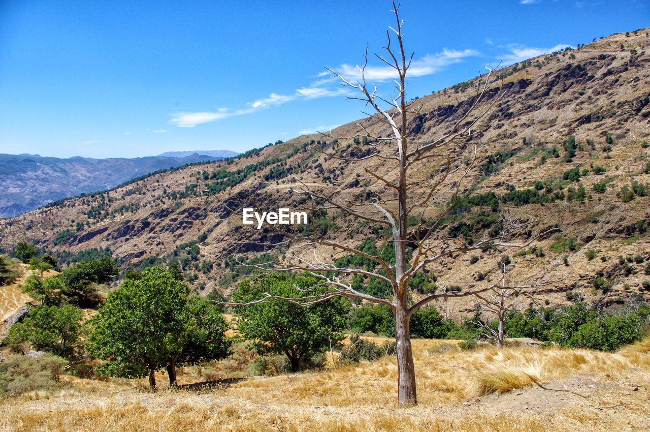 Scenic view of mountains against sky in lanjarón, granada