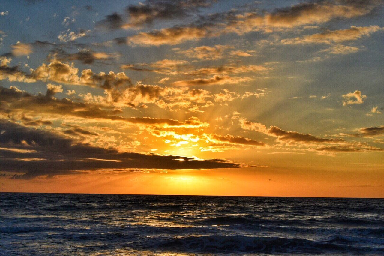 Scenic view of sea at sunset