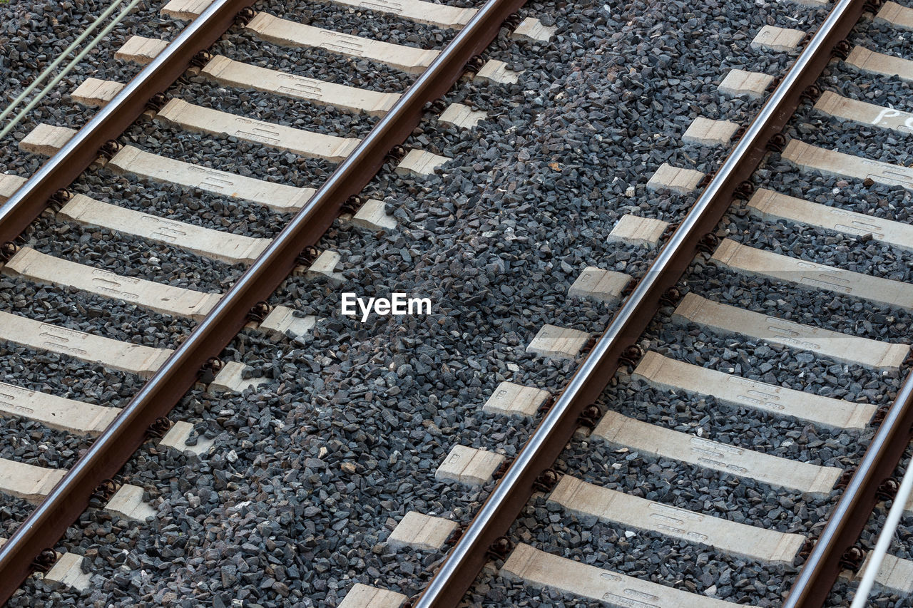 High angle view of railroad tracks