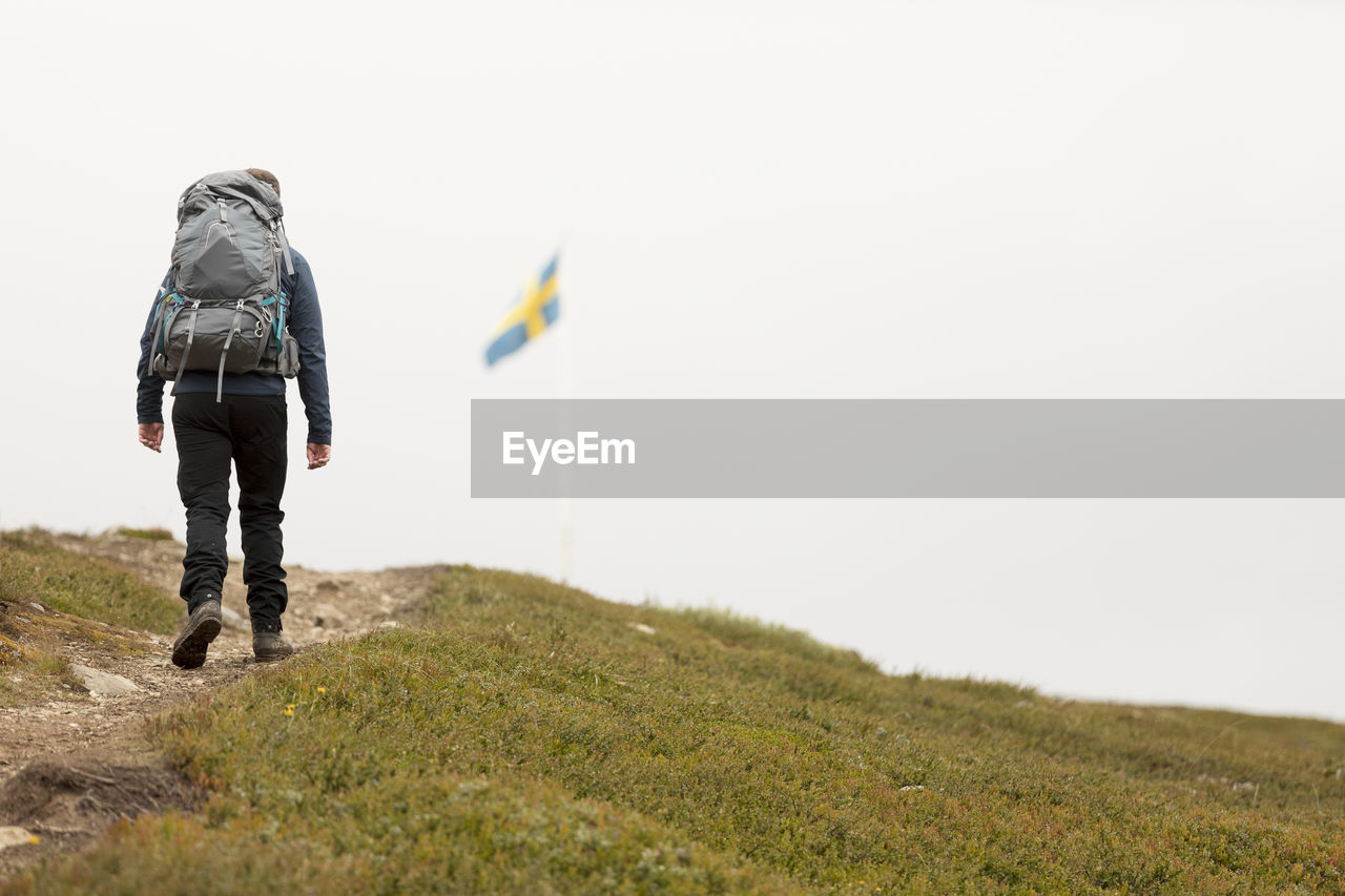 Low angle view of hiker