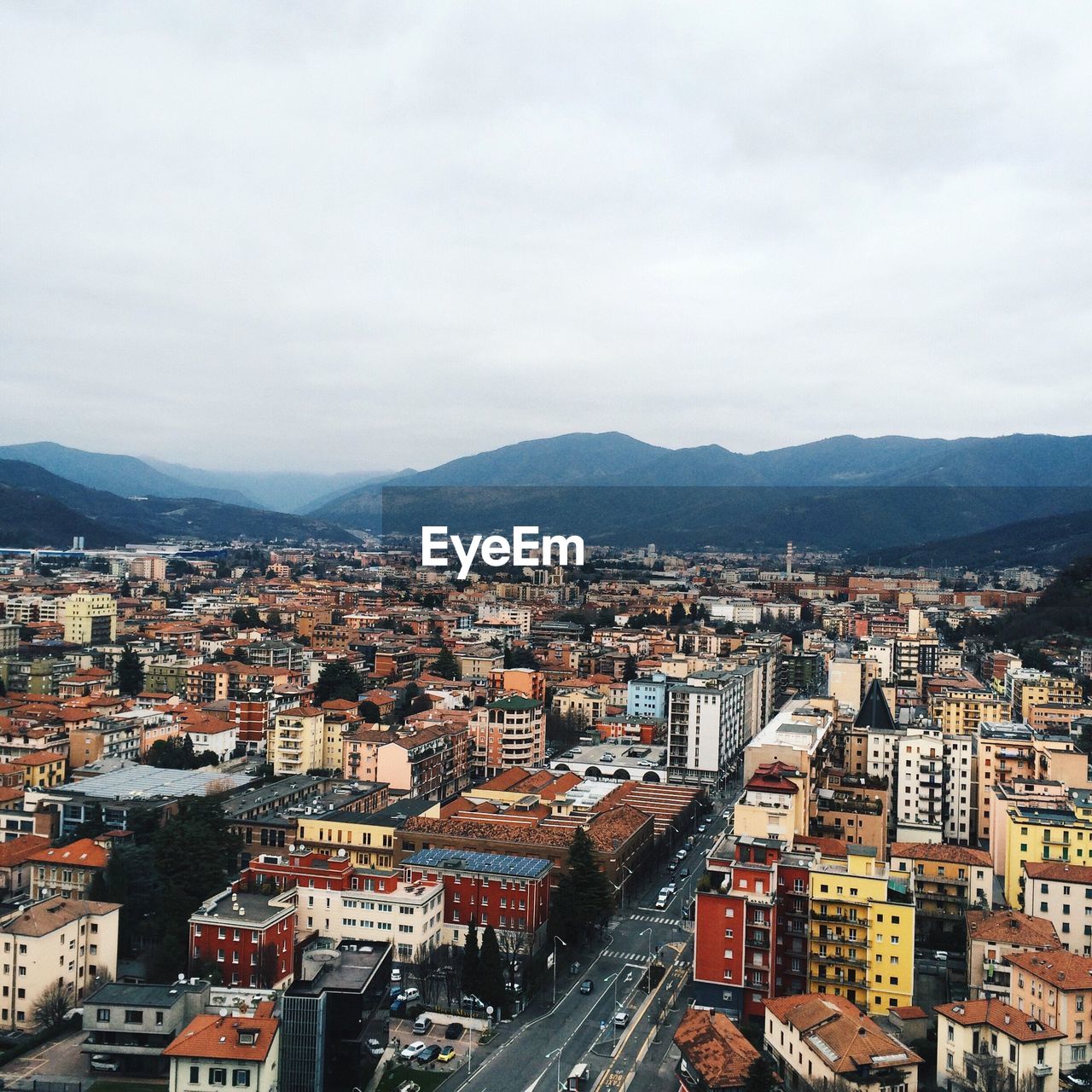 High angle view of cityscape against sky